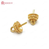 20PCS 9MM 24K Brass Half Hole Pins Beads Caps Diy Jewelry Findings