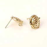 6pcs 15mm Copper Plated Disc Shower Head Earrings DIY Semi-Finished Parts