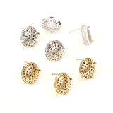 6pcs 15mm Copper Plated Disc Shower Head Earrings DIY Semi-Finished Parts