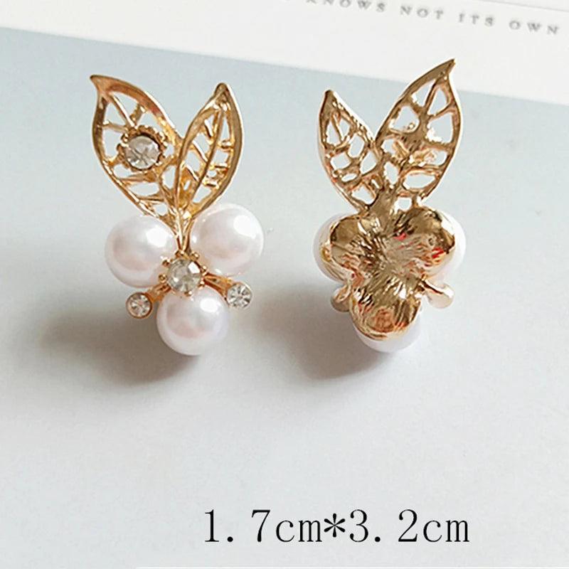 10Pcs Pearl Rhinestone Cabochons Jewelry Making DIY Bows Hair Accessories