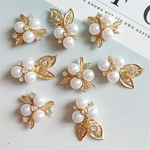 10Pcs Pearl Rhinestone Cabochons Jewelry Making DIY Bows Hair Accessories