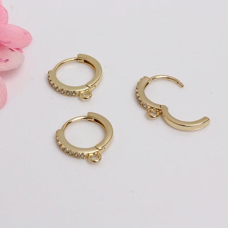 14k Plated Zircon Hoop Earring Hooks for DIY Jewelry Making