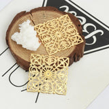 50PCS Hollow Iron Filigree Stamping Square Antique For DIY Earring