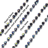 1m Stainless Steel 4mm Crystal Clip Bead Chains DIY Bracelet Eyeglasses Chain