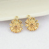 6PCS 14K Gold Plated Daisy Flower Charms Pendants DIY Jewelry Finding