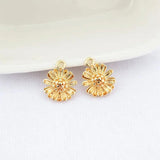 6PCS 14K Gold Plated Daisy Flower Charms Pendants DIY Jewelry Finding