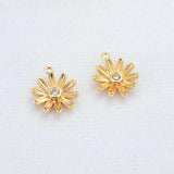 6PCS 14K Gold Plated Daisy Flower Charms Pendants DIY Jewelry Finding