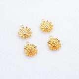 6PCS 14K Gold Plated Daisy Flower Charms Pendants DIY Jewelry Finding