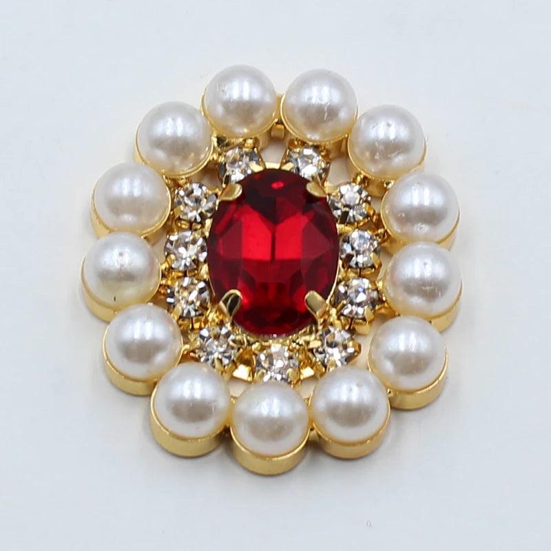 5pcs Oval Rhinestone Pearl Glass Decorative Buckle Box DIY Embellishment