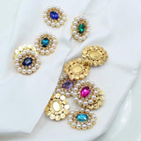 5pcs Oval Rhinestone Pearl Glass Decorative Buckle Box DIY Embellishment