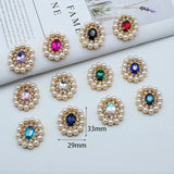 5pcs Oval Rhinestone Pearl Glass Decorative Buckle Box DIY Embellishment