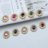 5pcs Oval Rhinestone Pearl Glass Decorative Buckle Box DIY Embellishment