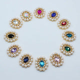 5pcs Oval Rhinestone Pearl Glass Decorative Buckle Box DIY Embellishment