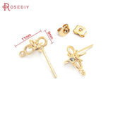 24K Brass Zircon Sun Star Stud Earrings Pins Jewelry Making Diy