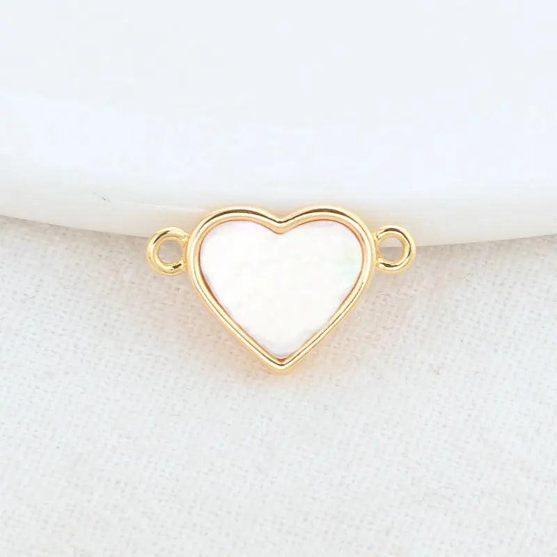 14K Brass Shell Heart Butterfly 2 Holes Charms Pendants