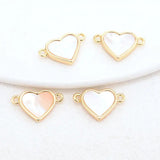 14K Brass Shell Heart Butterfly 2 Holes Charms Pendants