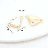 14K Brass Shell Heart Butterfly 2 Holes Charms Pendants