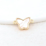 14K Brass Shell Heart Butterfly 2 Holes Charms Pendants