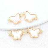 14K Brass Shell Heart Butterfly 2 Holes Charms Pendants