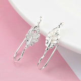 925 Sterling Silver Feather Earring Hooks Pair 22x5.8mm