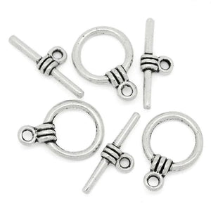40 Sets Silver Ring Toggle Clasps DIY Jewelry Making 15x11mm 17x6mm