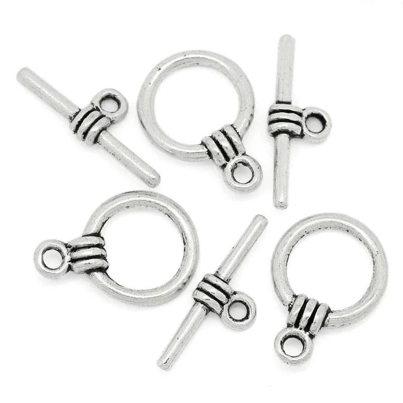 40 Sets Silver Ring Toggle Clasps DIY Jewelry Making 15x11mm 17x6mm