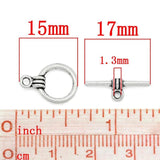 40 Sets Silver Ring Toggle Clasps DIY Jewelry Making 15x11mm 17x6mm