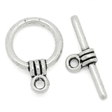 40 Sets Silver Ring Toggle Clasps DIY Jewelry Making 15x11mm 17x6mm