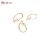 12PCS 10x16MM 11x19MM 24K Brass Earring Hooks Jewelry Making Supplies