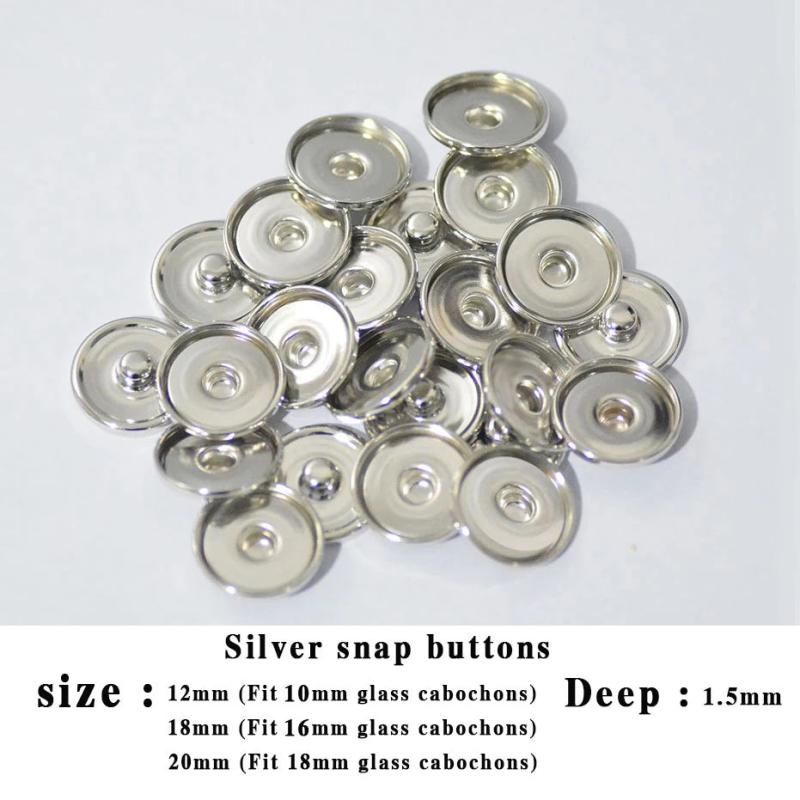 50pcs Metal Snap Buttons for Glass Snap Button Fittings