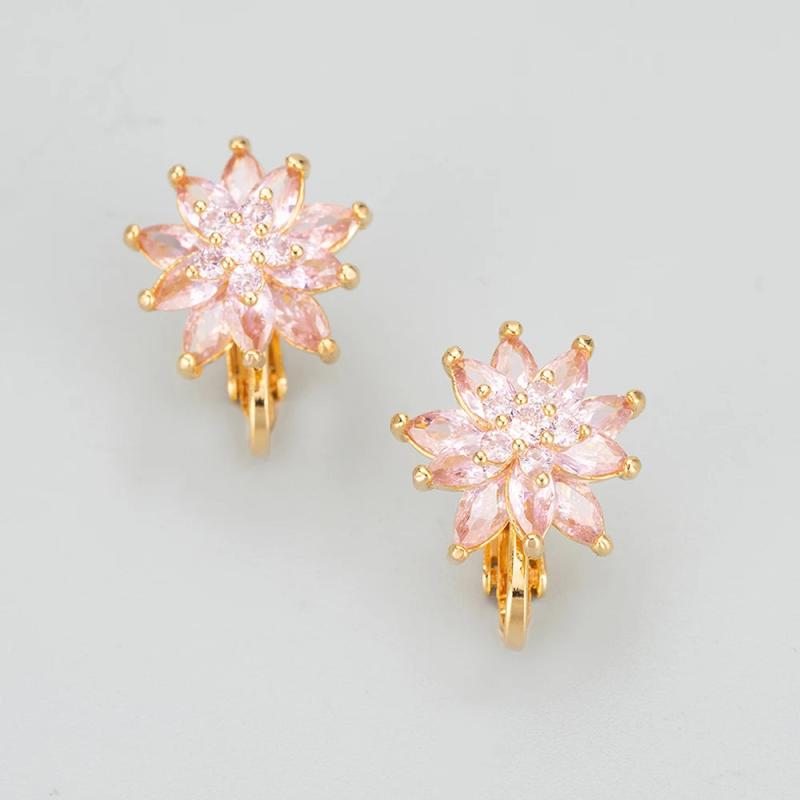 Nickel Free 18k Plated Zircon Ear Clip Earrings for Women
