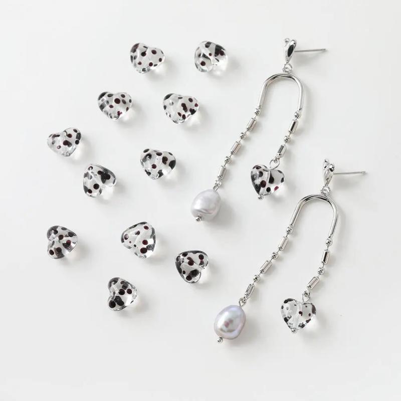 4PCS 10mm Heart Glass Pendant Charms Jewelry Making Eardrop DIY Necklace