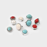 5pcs Silver Red/Blue/Turquoise Beads 10x2mm Flat Leather Sliders For Bracelet