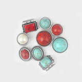 5pcs Silver Red/Blue/Turquoise Beads 10x2mm Flat Leather Sliders For Bracelet