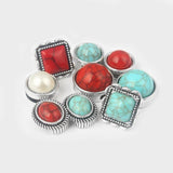 5pcs Silver Red/Blue/Turquoise Beads 10x2mm Flat Leather Sliders For Bracelet