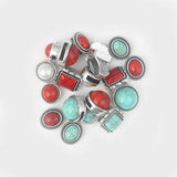 5pcs Silver Red/Blue/Turquoise Beads 10x2mm Flat Leather Sliders For Bracelet