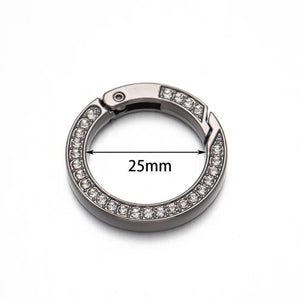 5pcs O Ring Keyring With Diamonds Metal Spring For Keychain Pendant