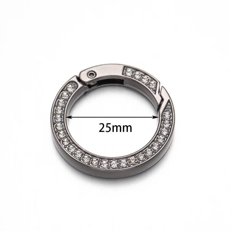 5pcs O Ring Keyring With Diamonds Metal Spring For Keychain Pendant