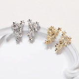 2pcs Flower Ear Studs DIY Hand Brass Earrings 14k Plated 15*22mm