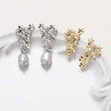 2pcs Flower Ear Studs DIY Hand Brass Earrings 14k Plated 15*22mm