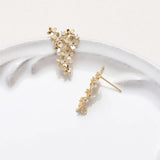 2pcs Flower Ear Studs DIY Hand Brass Earrings 14k Plated 15*22mm