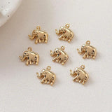 8PCS Elephant Necklace Pendant Brass 14k Plated DIY Accessory