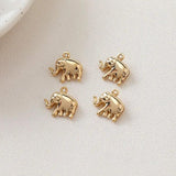 8PCS Elephant Necklace Pendant Brass 14k Plated DIY Accessory