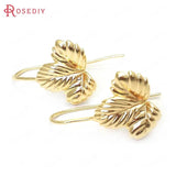 24K Brass Tree Leaf Earrings Hooks High Jewelry Earrings Making Supplies