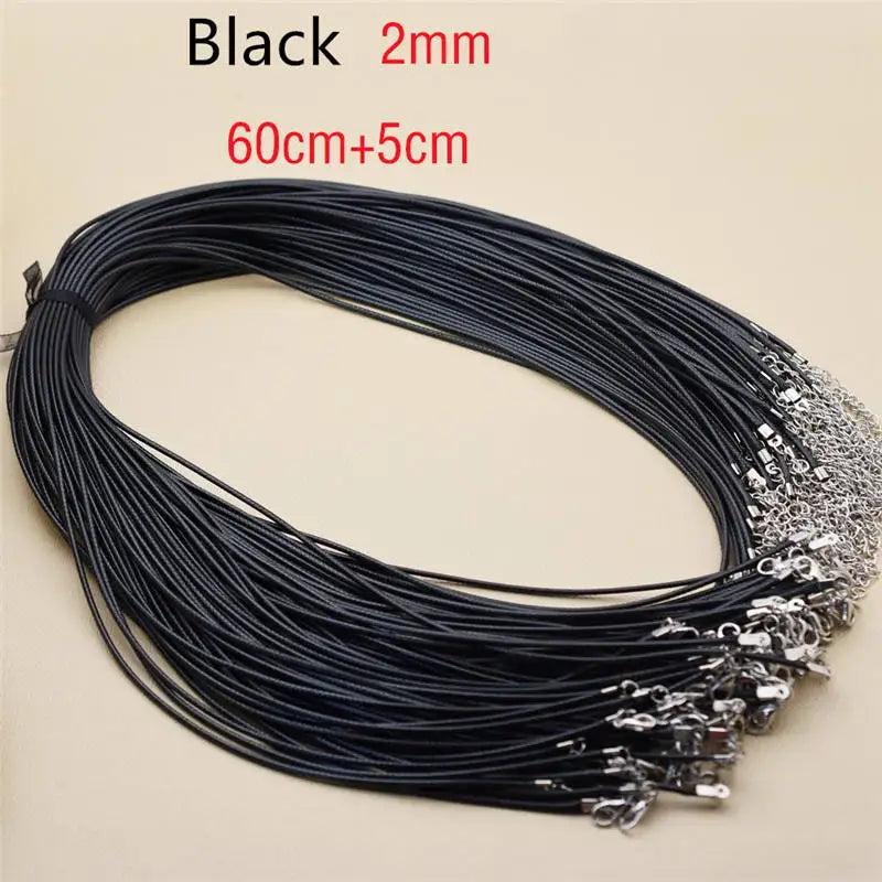 10pcs Waxed Cotton 2mm 1.5mm Wax Cord Necklace Cords with Extended Chain