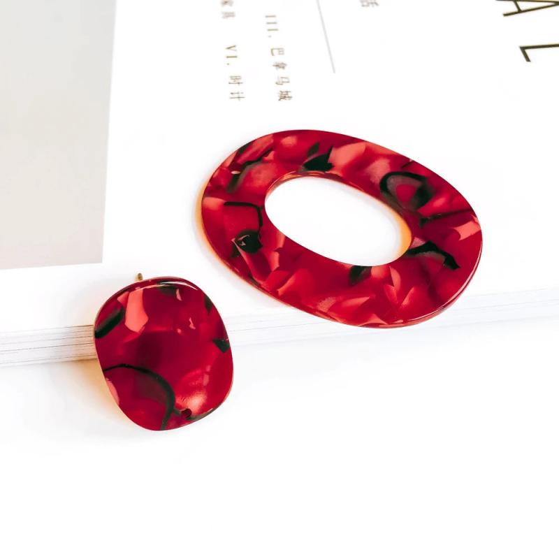 Oval Stud Earrings Jewelry Component 6pcs
