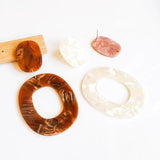 Oval Stud Earrings Jewelry Component 6pcs