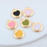 14K Brass Round Heart Charms Pendants Jewelry Making Supplies