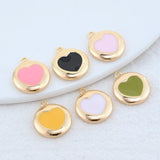 14K Brass Round Heart Charms Pendants Jewelry Making Supplies