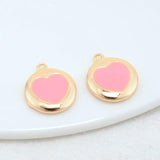 14K Brass Round Heart Charms Pendants Jewelry Making Supplies